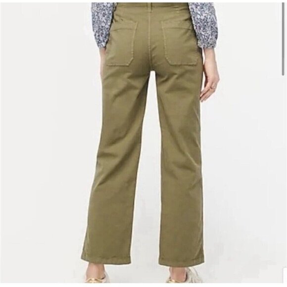 J Crew Slim Wide Leg Pants 29 Garment Washed Army Green Fairy Gremlin Goblin - Picture 12 of 12